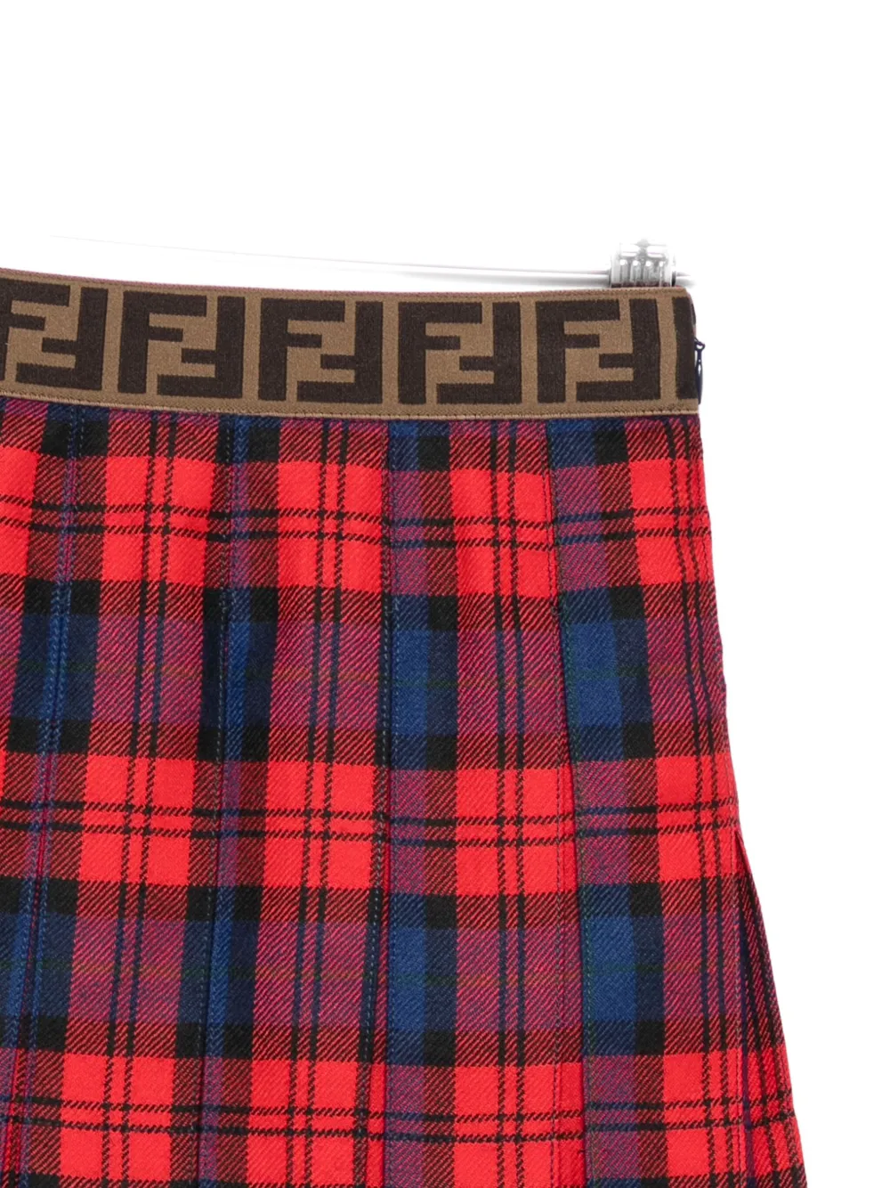 Fendi Kids Geruite plooirok Rood