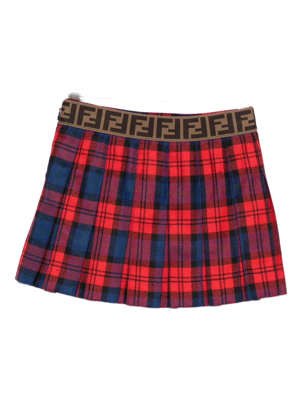 Fendi Kids Geruite plooirok Rood