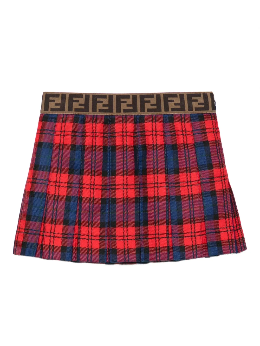 Fendi Kids Geruite plooirok Rood