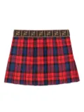 Fendi Kids pleated plaid skirt - Red