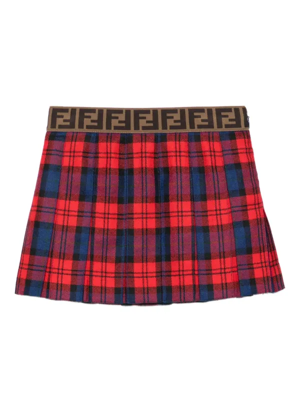 Fendi Kids チェック プリーツスカート | レッド | FARFETCH JP