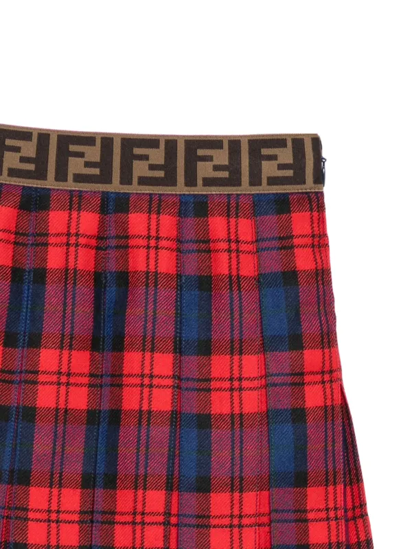 Fendi Kids チェック プリーツスカート | レッド | FARFETCH JP