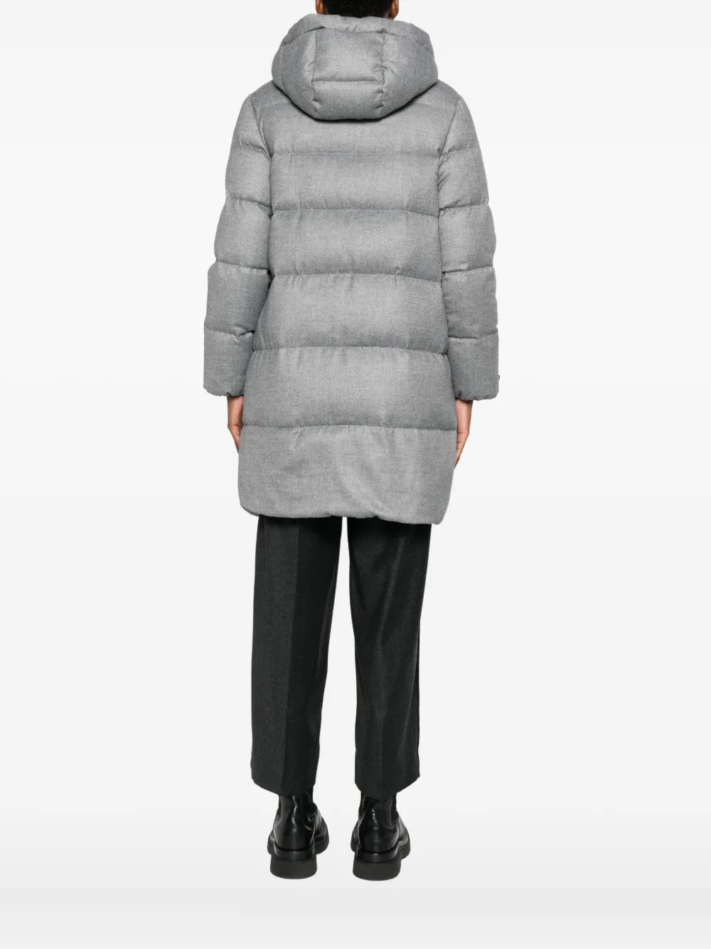 Peserico Quilted Hooded Coat In Gray