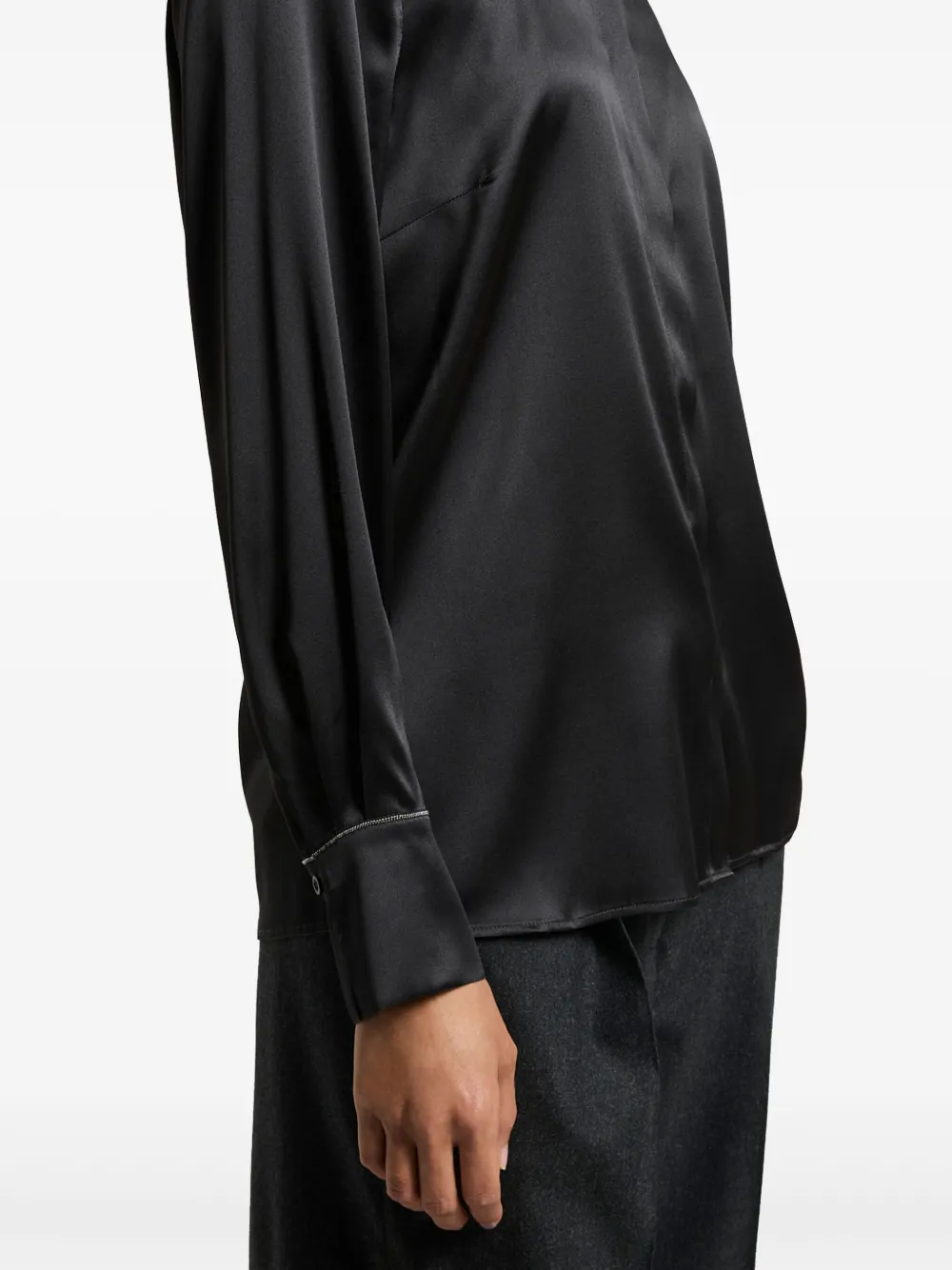 Peserico Top met hoge hals en korte mouwen Zwart