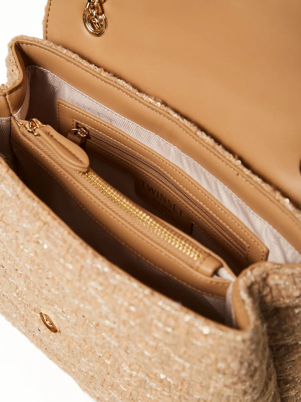 TWINSET Dreamy gewatteerde tas met ketting Beige