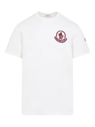 MONCLER ホワイト ロゴ刺繍 Tシャツ E Moncler Camiseta De Algodão Com Patch De Logo | Branco | FARFETCH BR