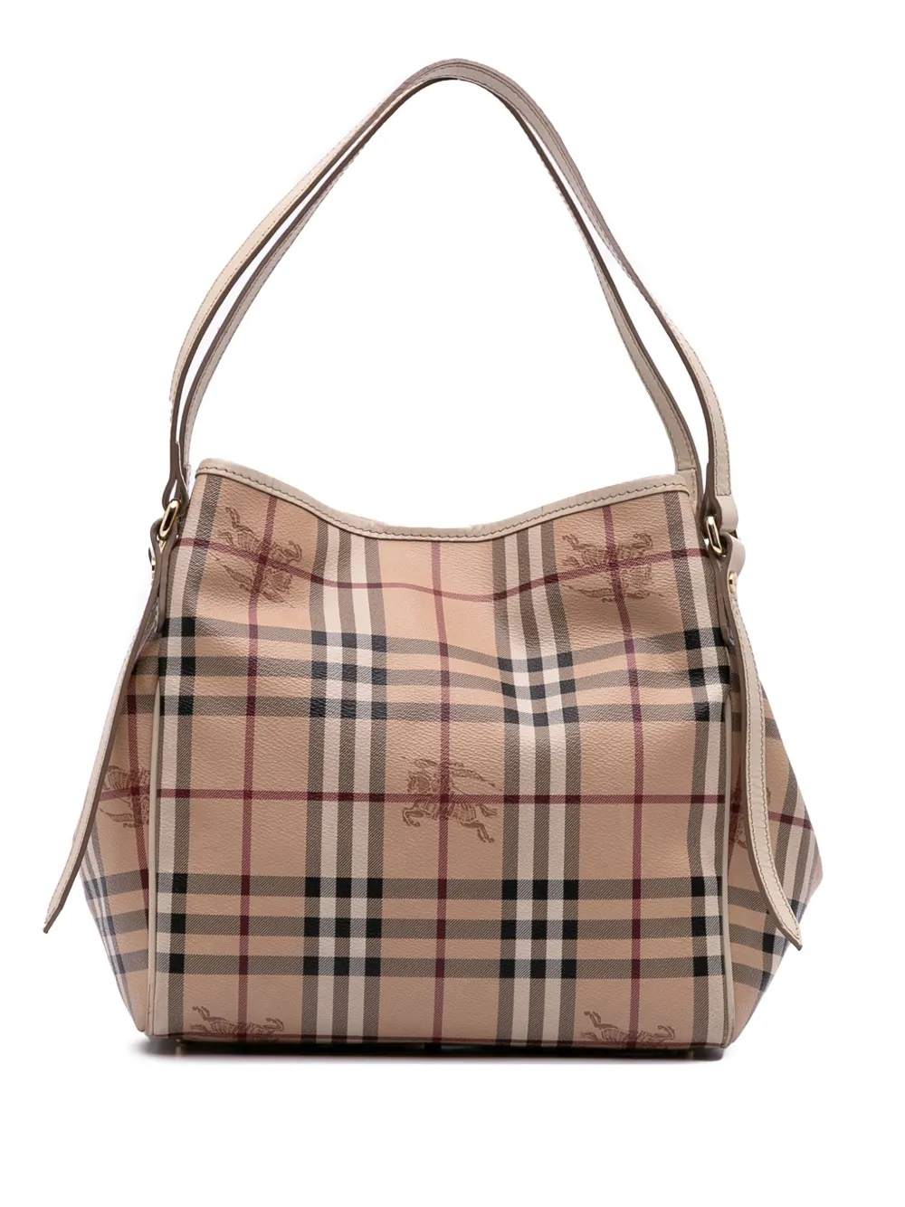Pre-owned Burberry 2000-2017 Small Haymarket Check Coated Canvas Canterbury Tote Bag In Brown