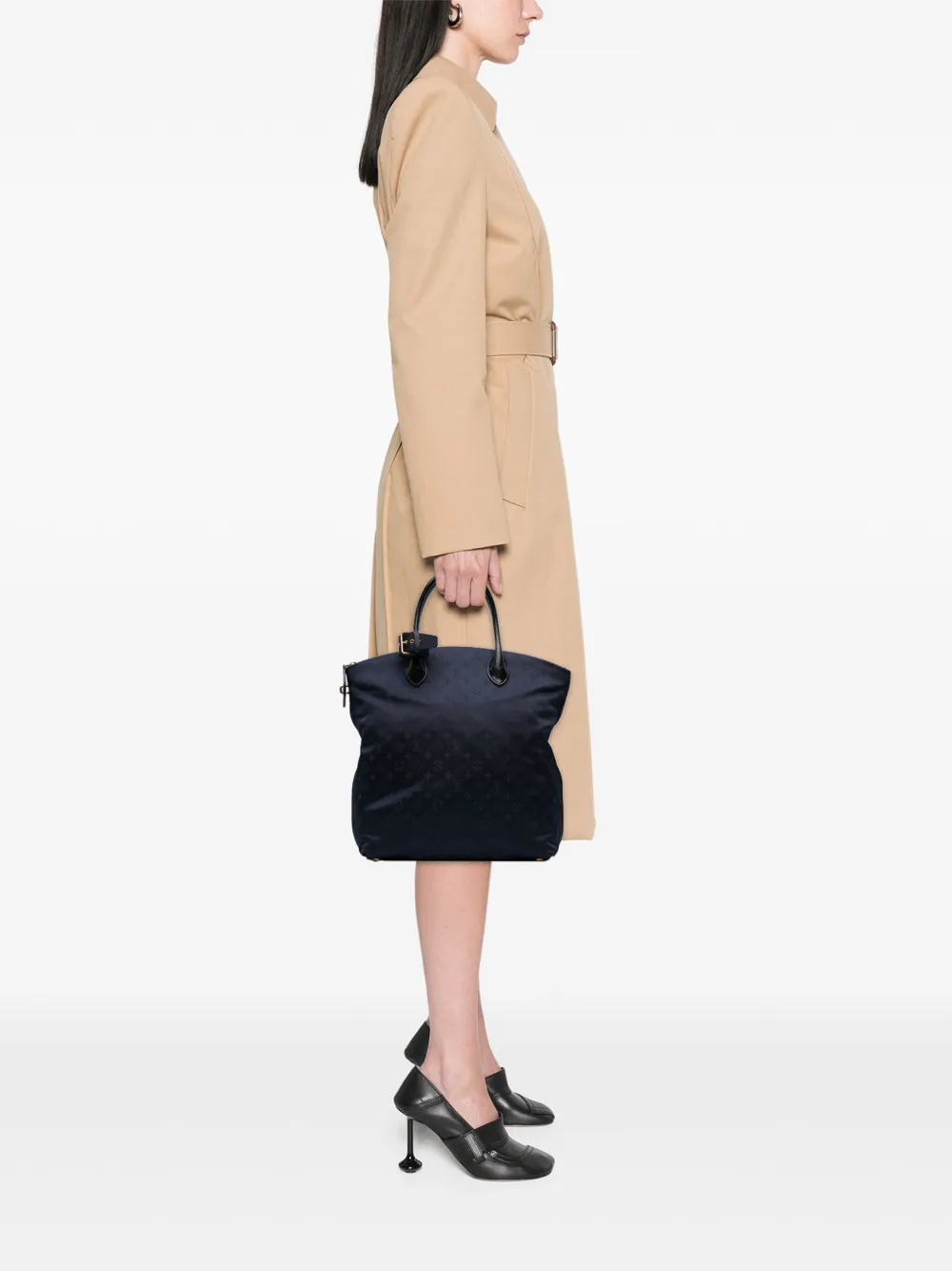 Pre-owned Louis Vuitton 2011 Monogram Nylon Desire Lockit Vertical Mm Tote Bag In Blue