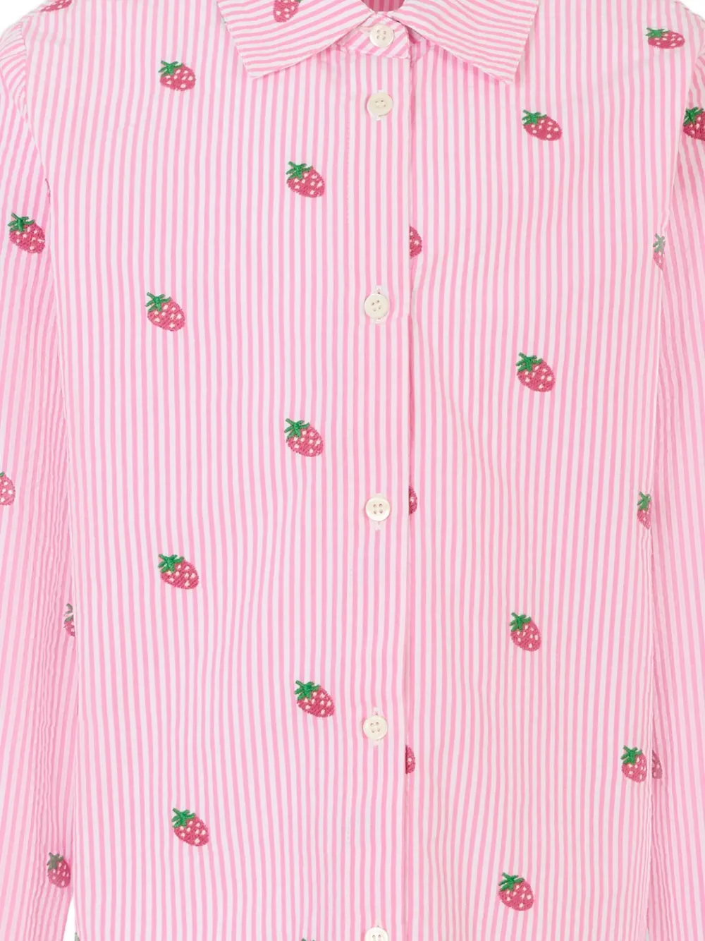 MC2 Saint Barth Kids Mini Brigitte gestreept shirt met aardbeiprint Roze