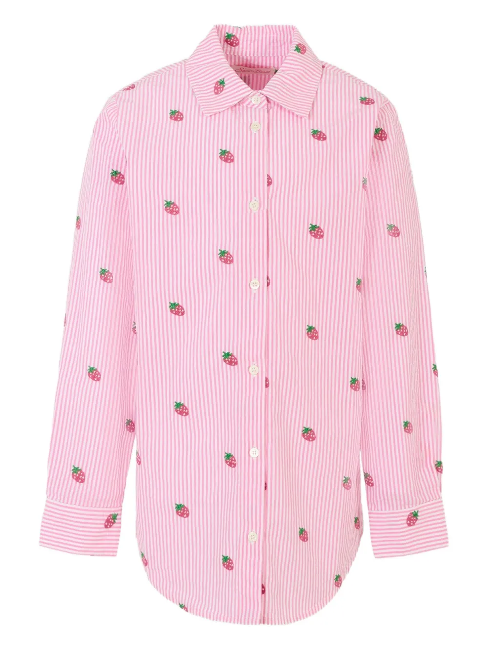 MC2 Saint Barth Kids Mini Brigitte gestreept shirt met aardbeiprint Roze