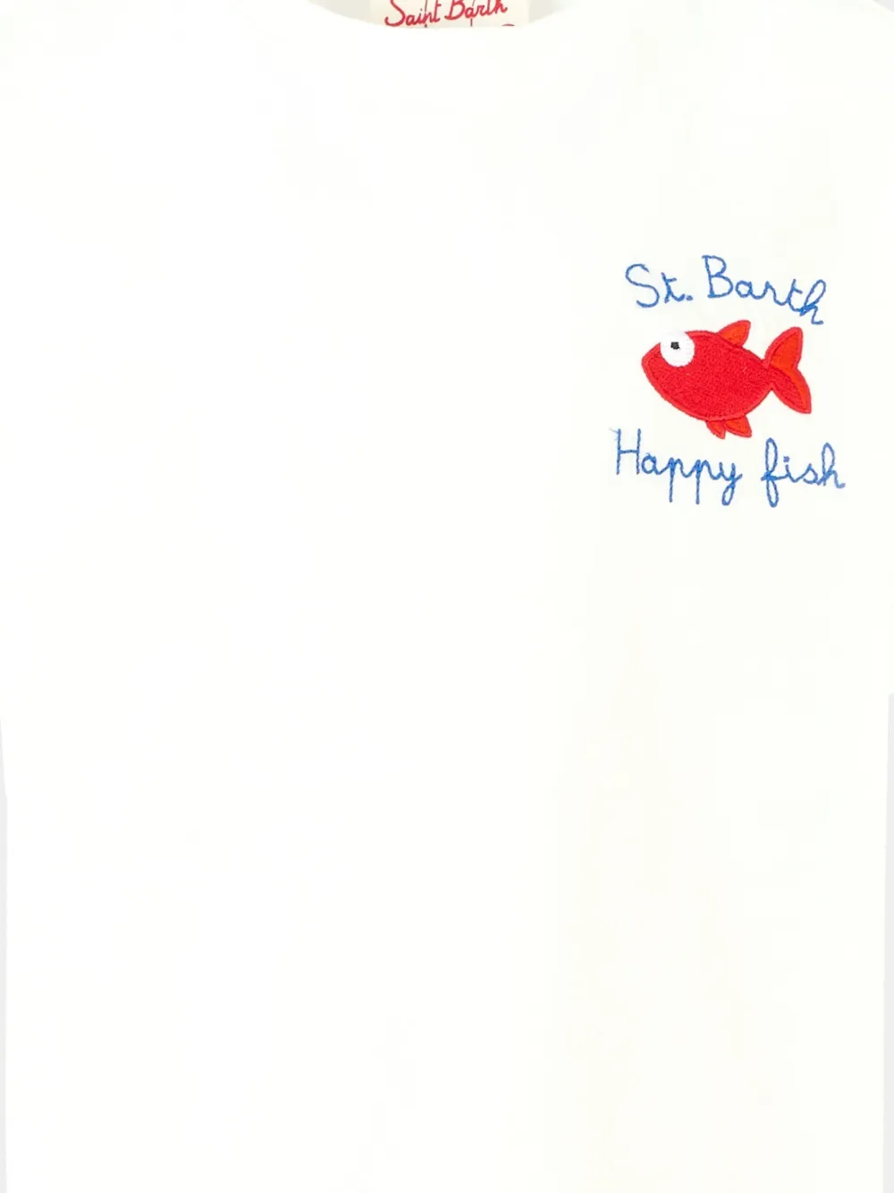 Mc2 Saint Barth Fish-embroidered Short-sleeve T-shirt In White