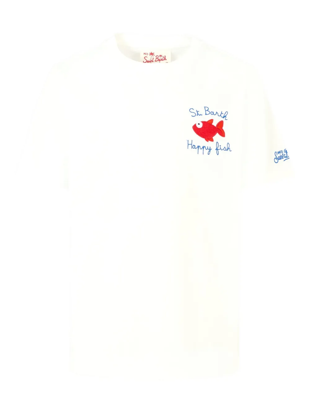 Mc2 Saint Barth Fish-embroidered Short-sleeve T-shirt In White