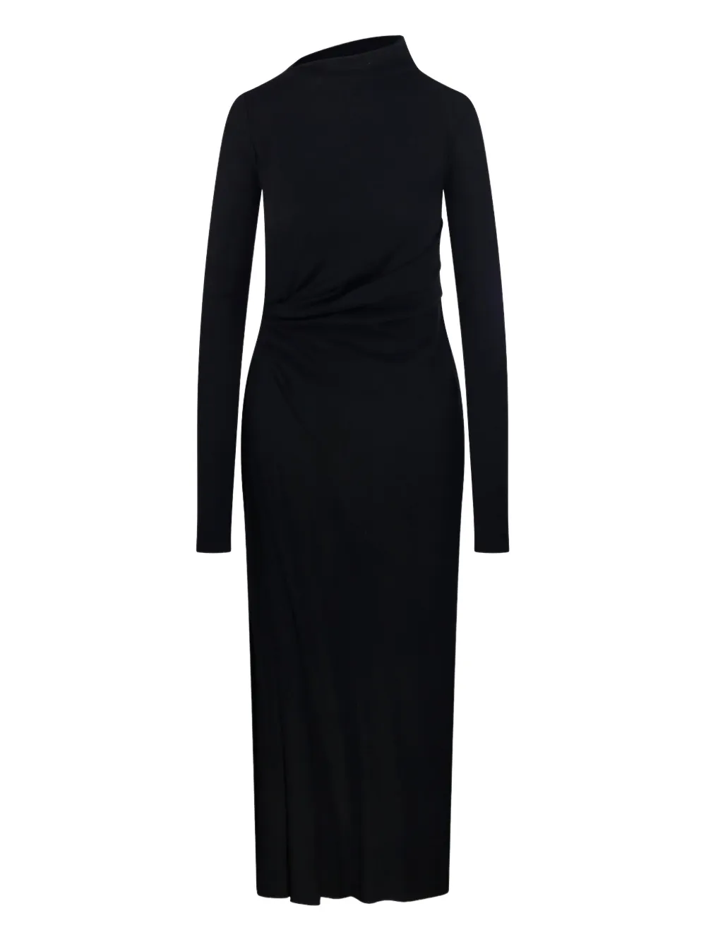 Sportmax asymmetric-neck gathered day dress | Black | Image 1