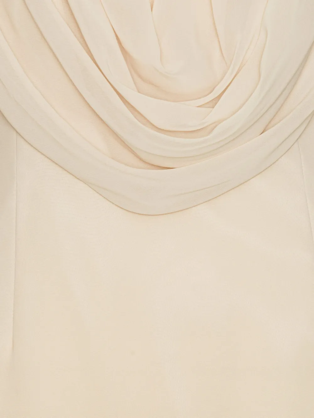 Rotate Birger Christensen Cowl-neck Long-sleeve Mini Dress In Neutral