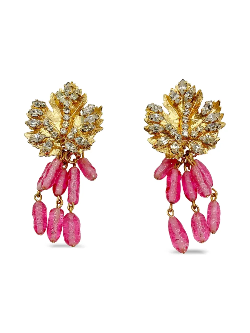 Christian Dior Pre-Owned 1970s クリスタル ピアス - ゴールドトーン Christian Dior Pre-Owned 1970s クリスタル ピアス - ゴールドトーン
