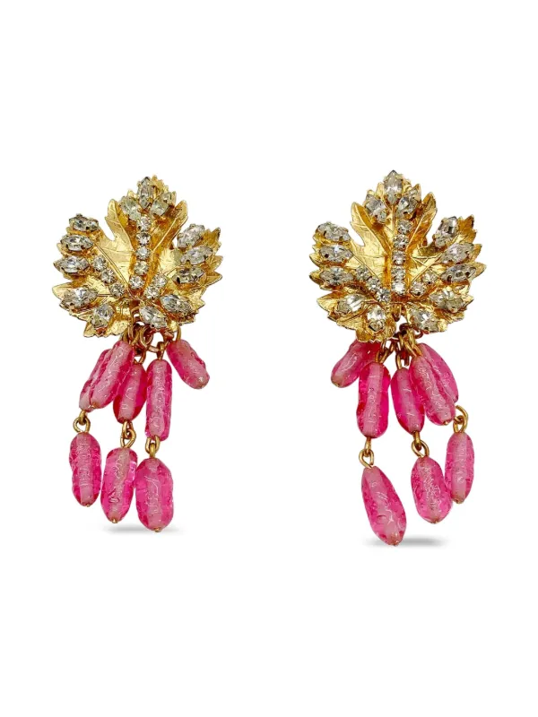 Christian Dior Pre-Owned 1970s leaf-shaped Crystal Earrings Gold  FARFETCH ID