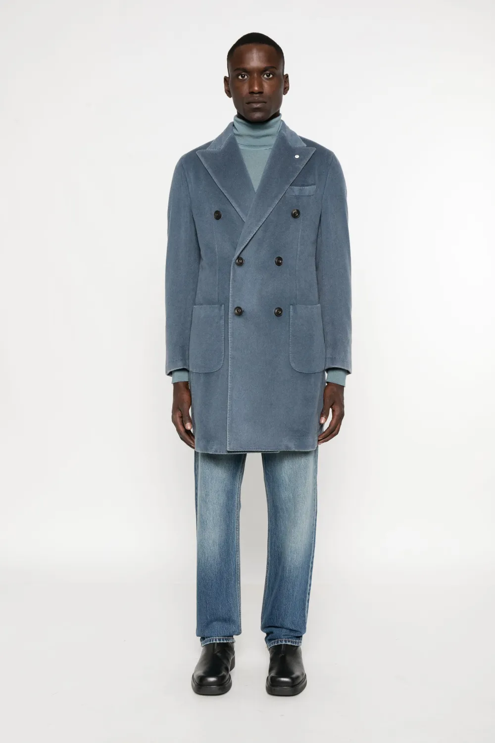 L.b.m 1911 Double-breasted Patch-pocket Coat In Blue
