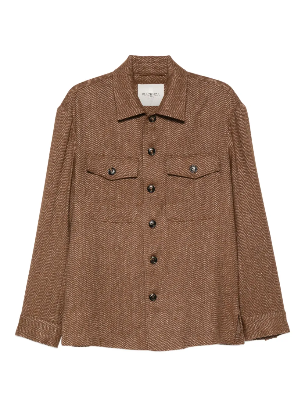 Piacenza Cashmere Herringbone Wool Jacket In Brown