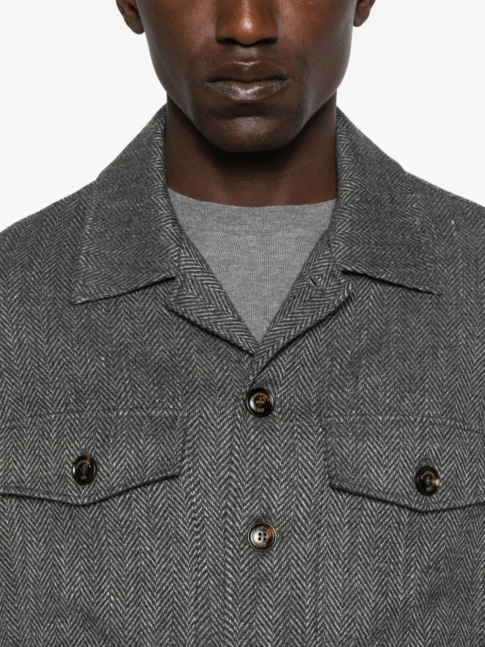 Piacenza Cashmere Herringbone Jacket In Black