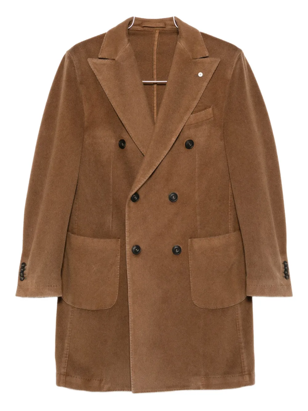 L.b.m 1911 Double-breasted Patch-pocket Coat In Brown