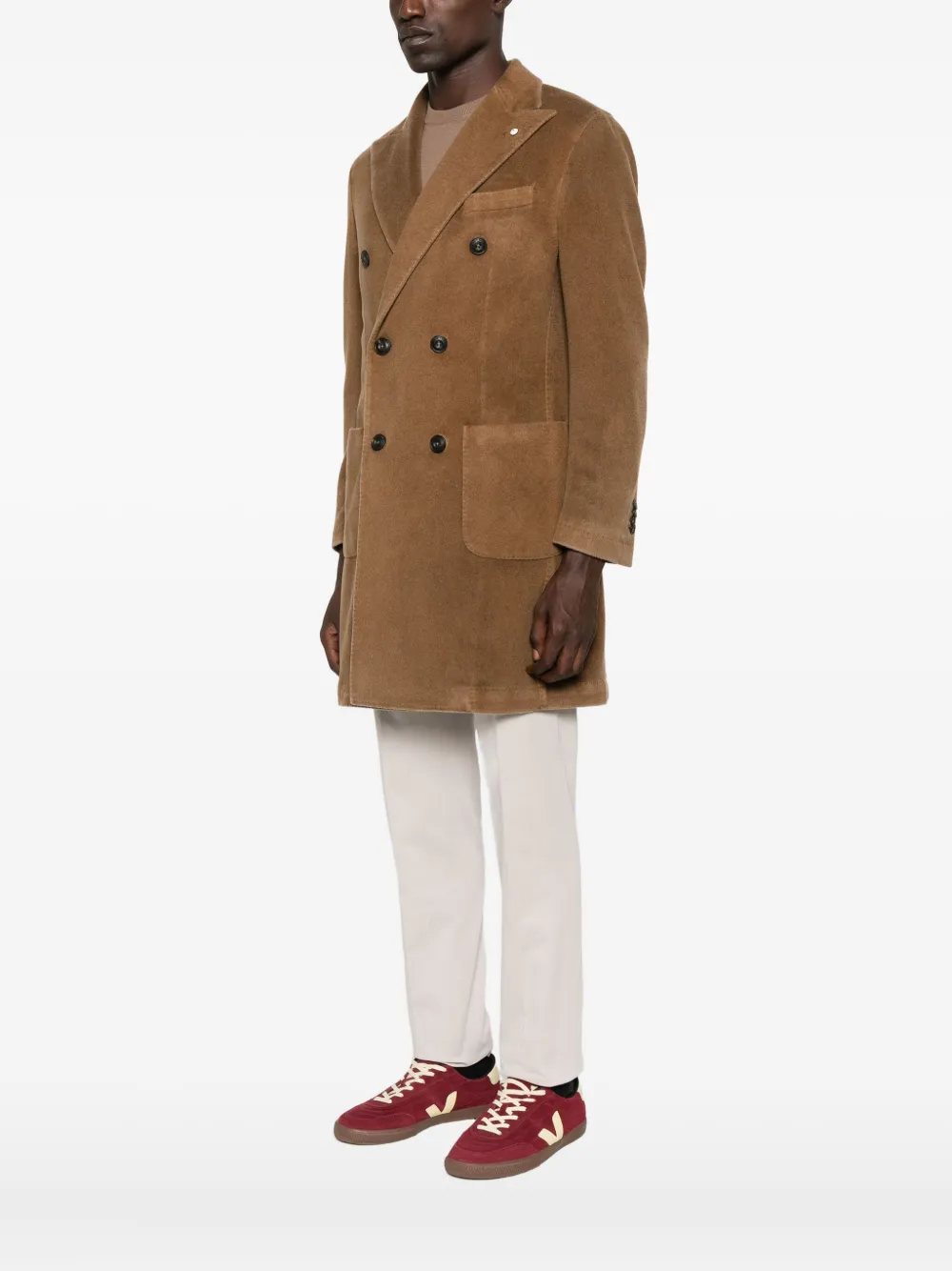 L.b.m 1911 Double-breasted Patch-pocket Coat In Brown