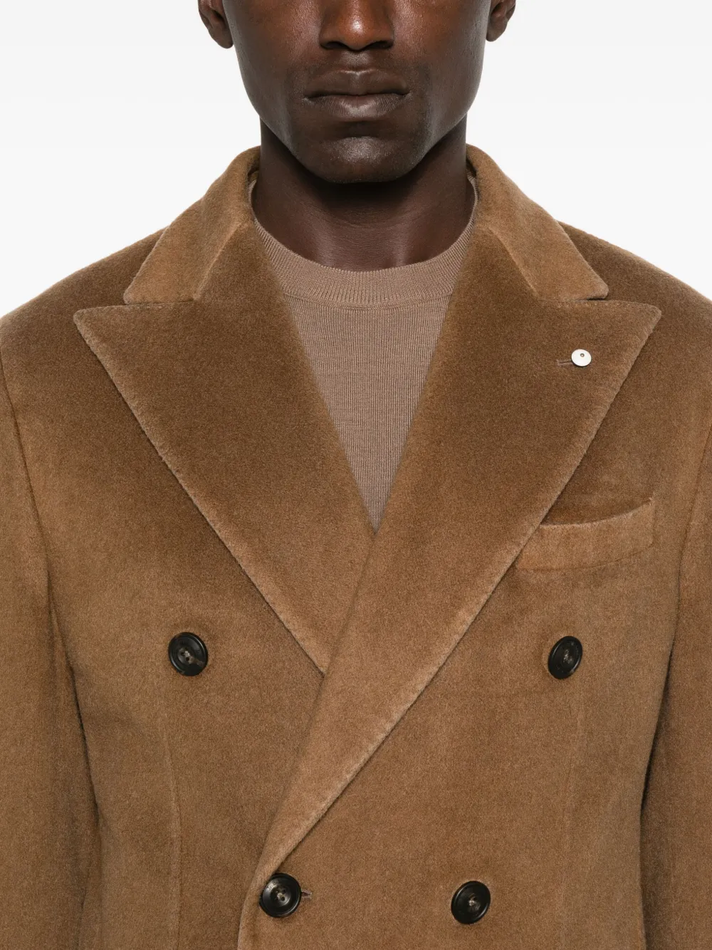 L.b.m 1911 Double-breasted Patch-pocket Coat In Brown