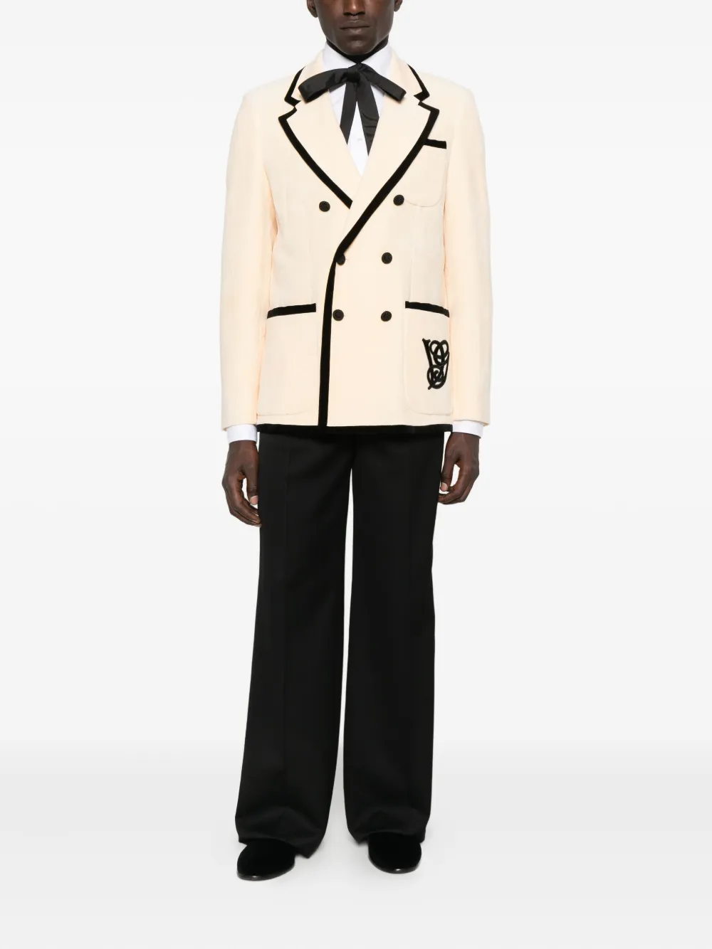 Valentino Garavani Blazer met borduurwerk en dubbele rij knopen Beige