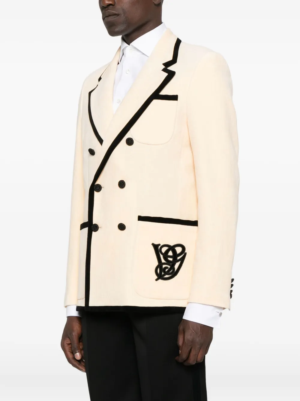 Valentino Garavani Blazer met borduurwerk en dubbele rij knopen Beige