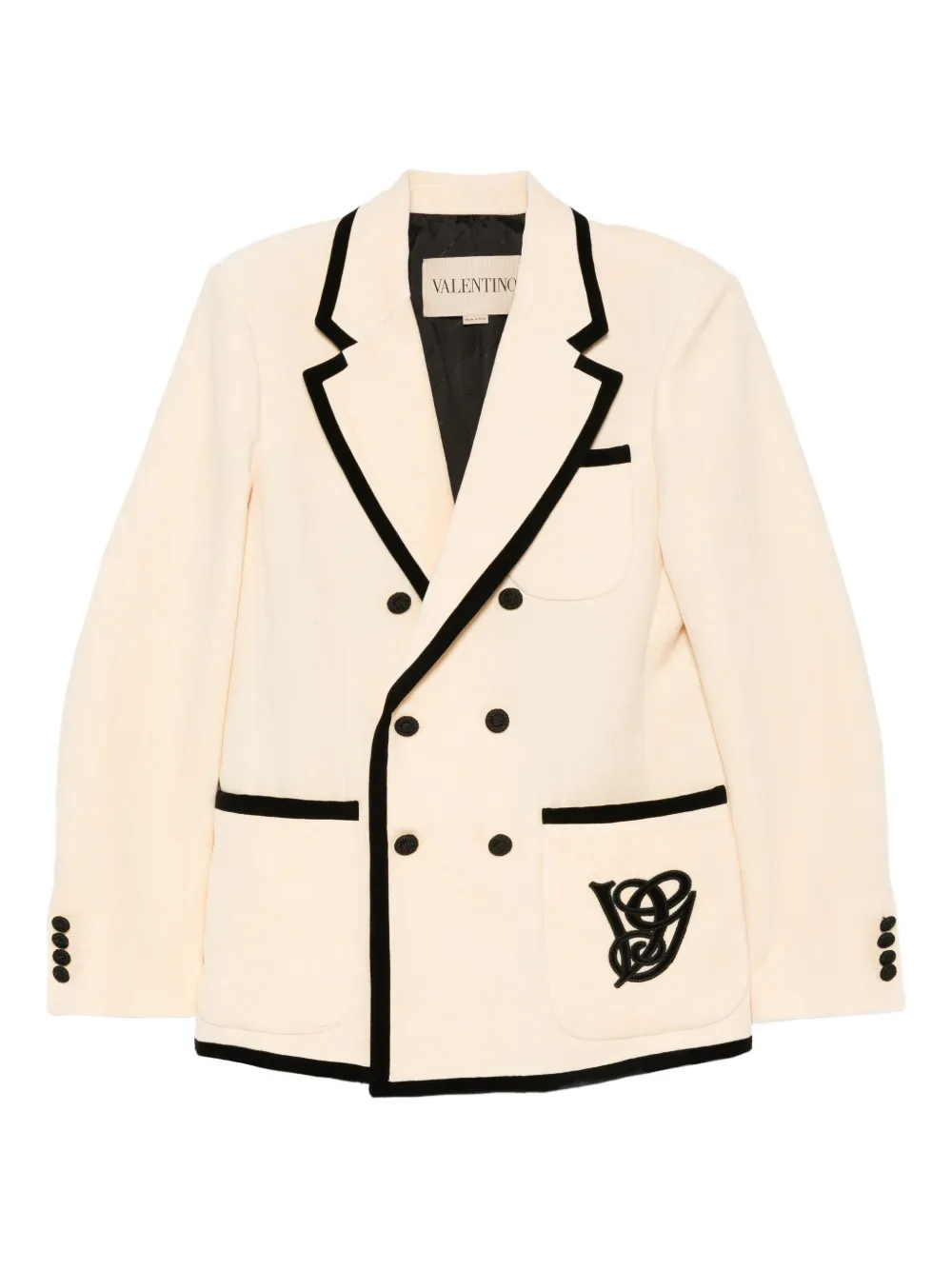 Valentino Garavani double-breasted embroidered blazer Beige
