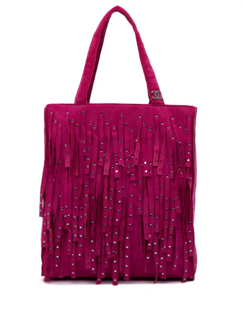 CHANEL Pre-Owned 2000-2002 Mini Suede Studded Fringe tote bag