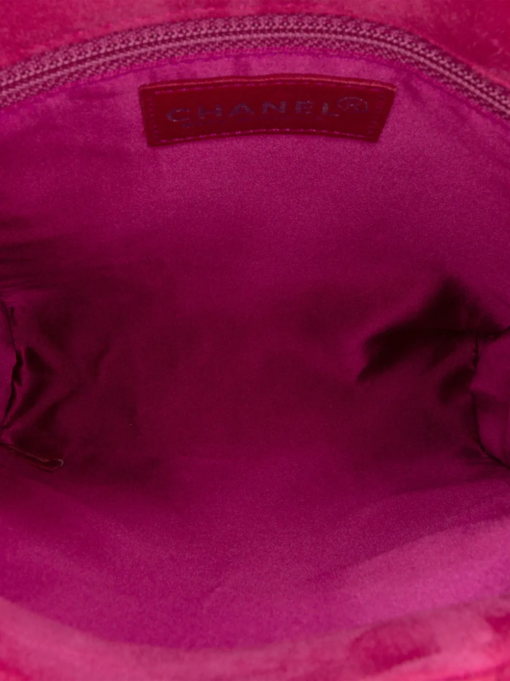 Pre-owned Chanel 2000-2002 Mini Suede Studded Fringe Tote Bag In Pink