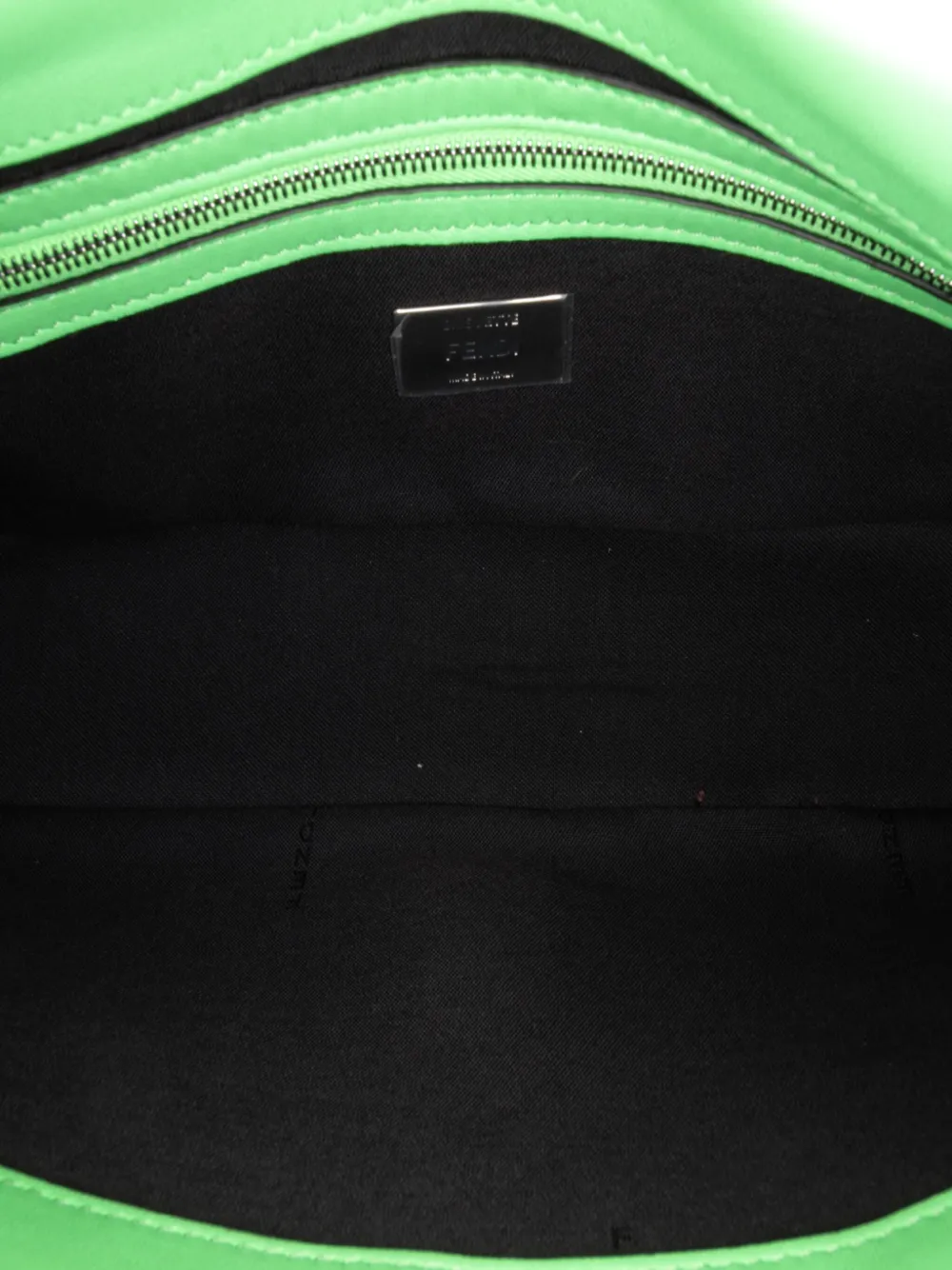 Pre-owned Fendi 2010-2025 Zucca Embossed Stitched Leather Baguette Satchel In Green