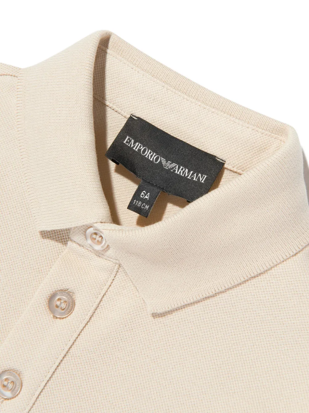 Emporio Armani Kids Poloshirt met lange mouwen en knopen Beige