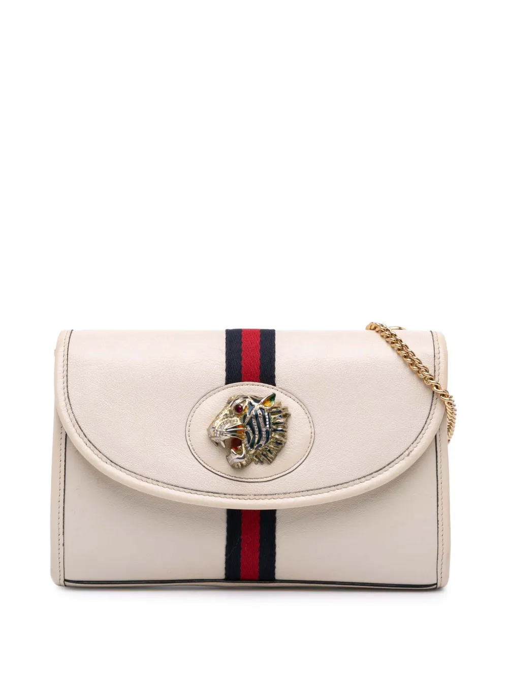 Gucci Pre-Owned 2016-2025 Small Leather Rajah Web Chain satchel | White | Image 1