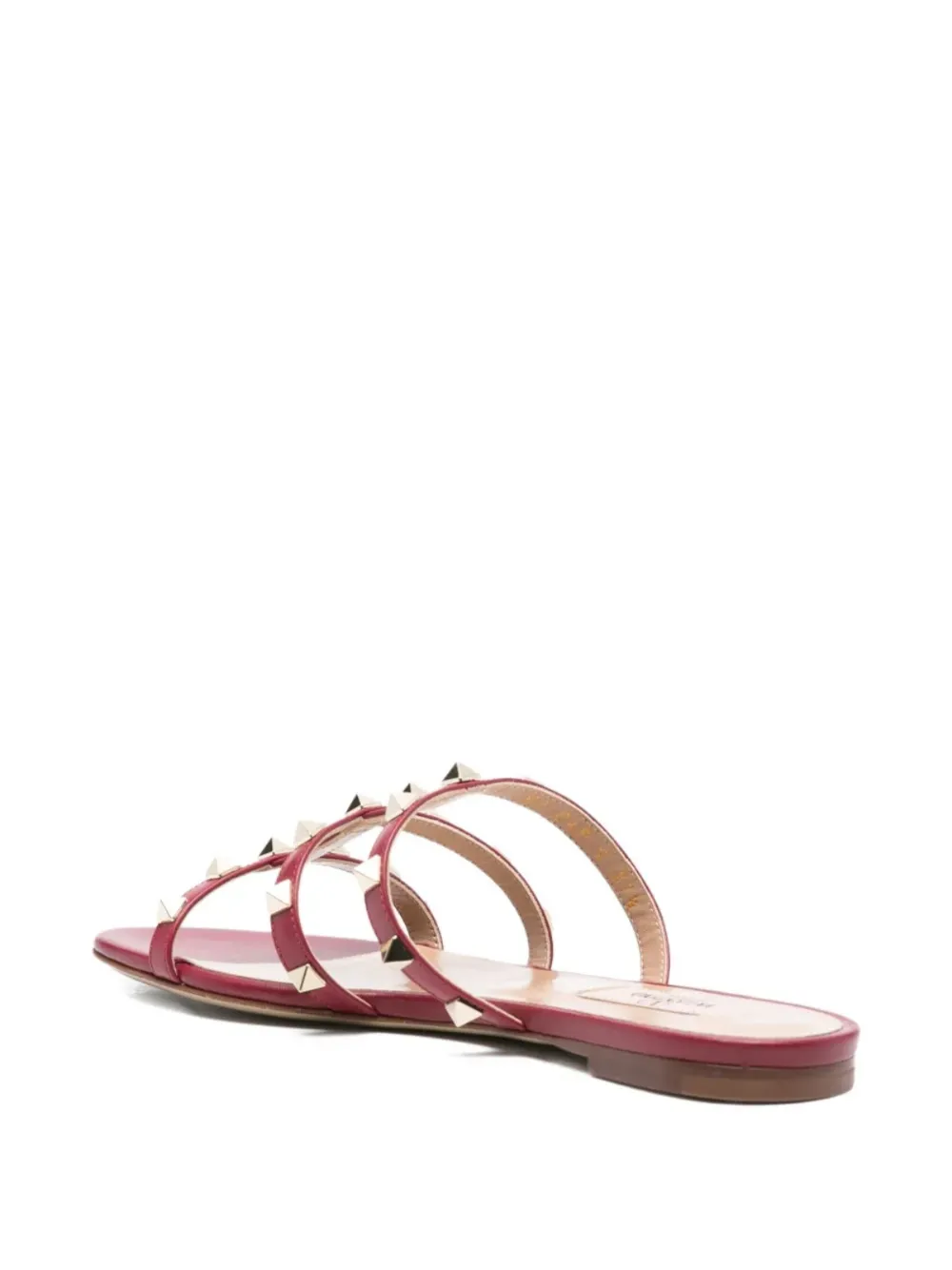 Valentino Rockstud-embellished Flat Sandals In Red