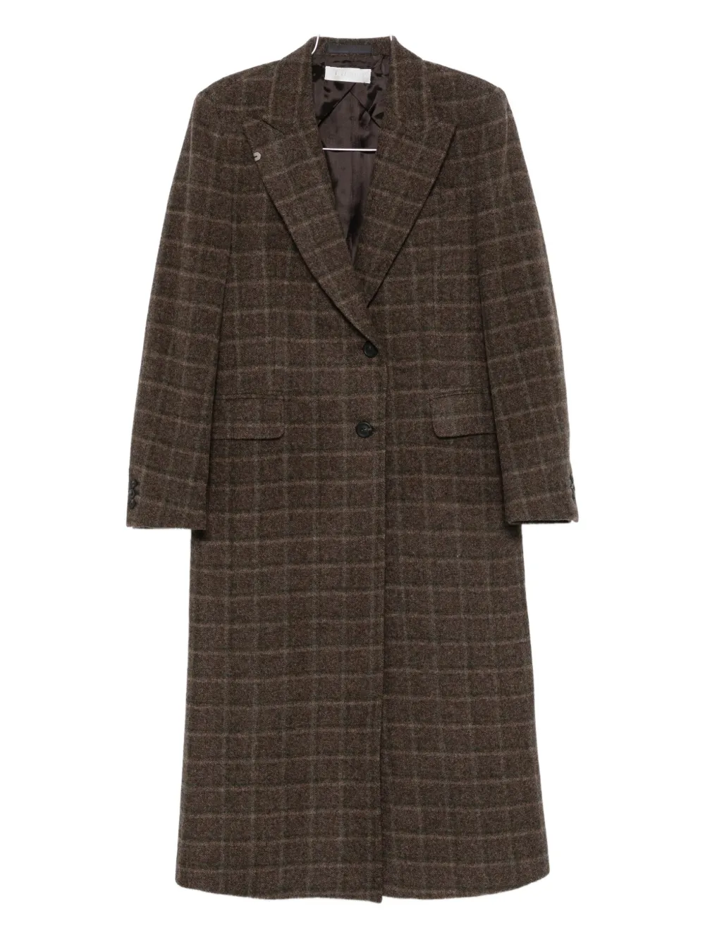 Our Legacy Check-pattern Single-breasted Coat In Brown