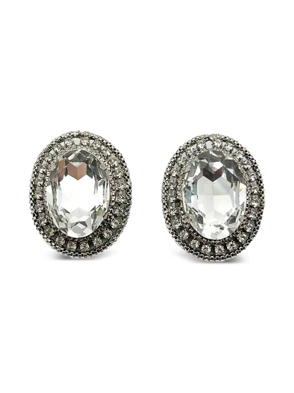 Jennifer Gibson Jewellery 1980s Statement Crystal Headlamp earrings | Silver | Image 1