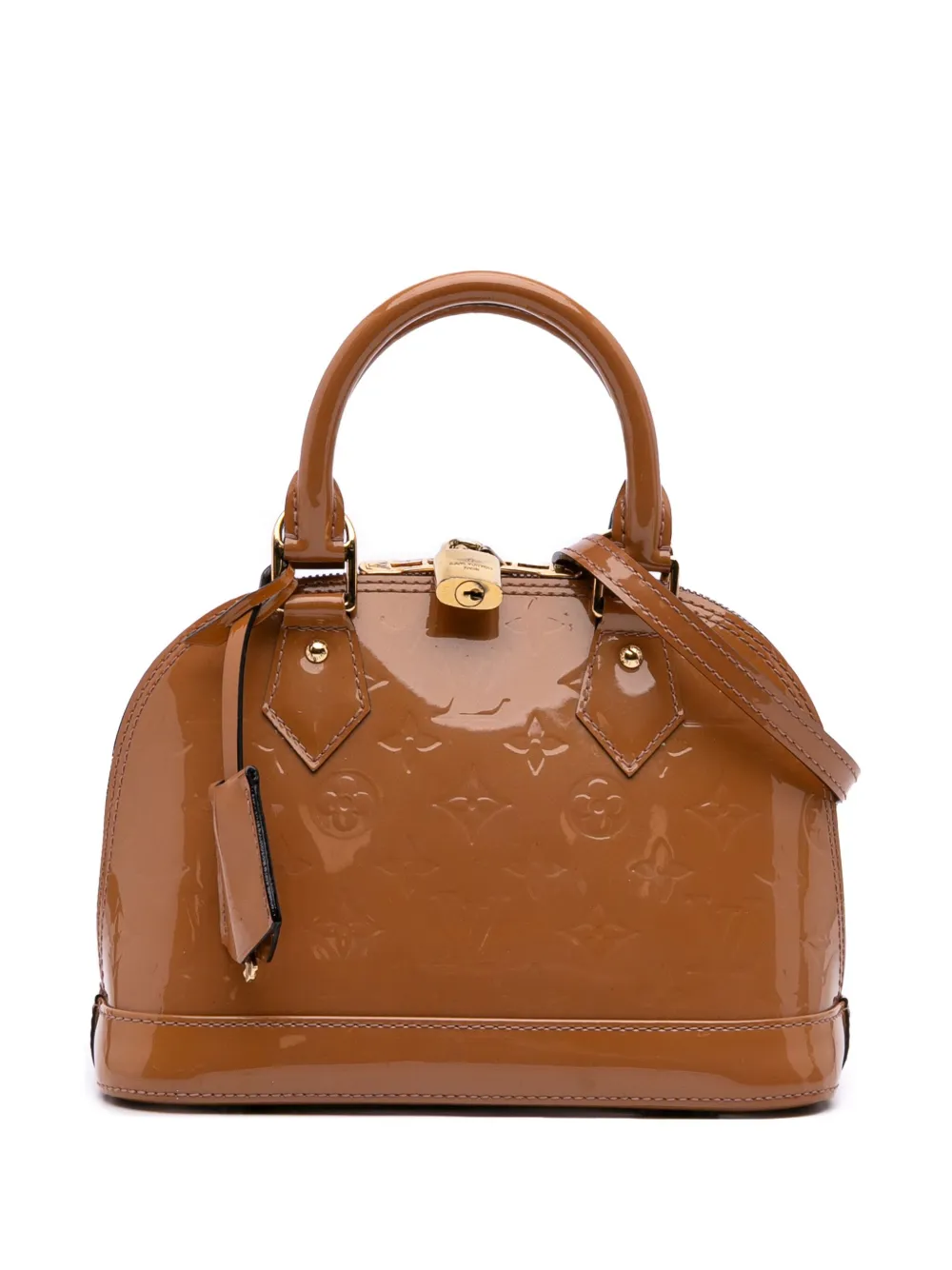 Pre-owned Louis Vuitton 2013 Monogram Vernis Alma Bb Satchel In Brown