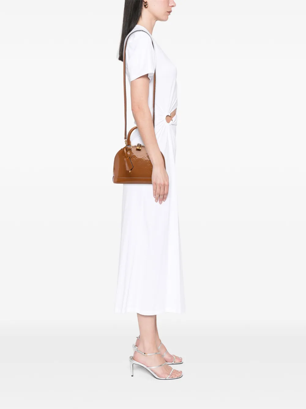 Pre-owned Louis Vuitton 2013 Monogram Vernis Alma Bb Satchel In Brown