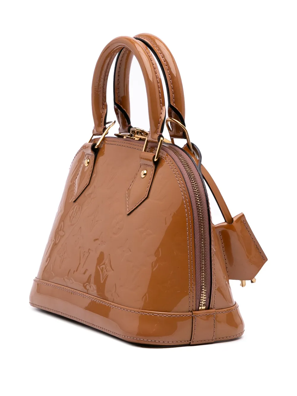 Pre-owned Louis Vuitton 2013 Monogram Vernis Alma Bb Satchel In Brown