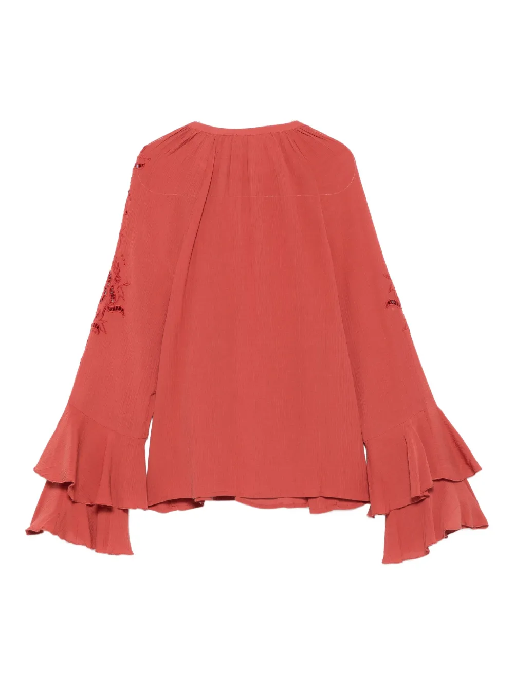Ba&Sh embroidered ruffled blouse - Rood