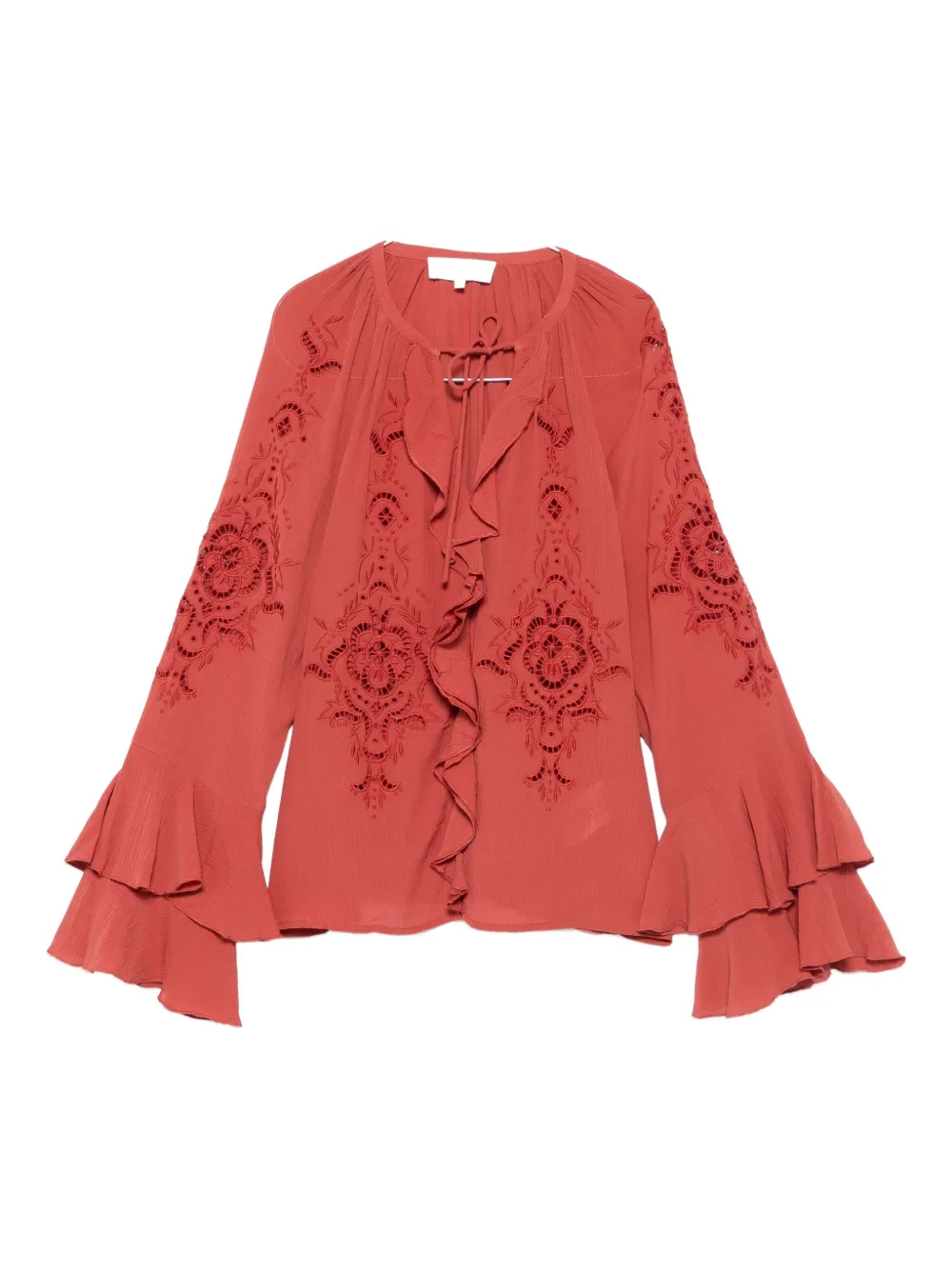 Ba&Sh Shirt met borduurwerk en ruches Rood