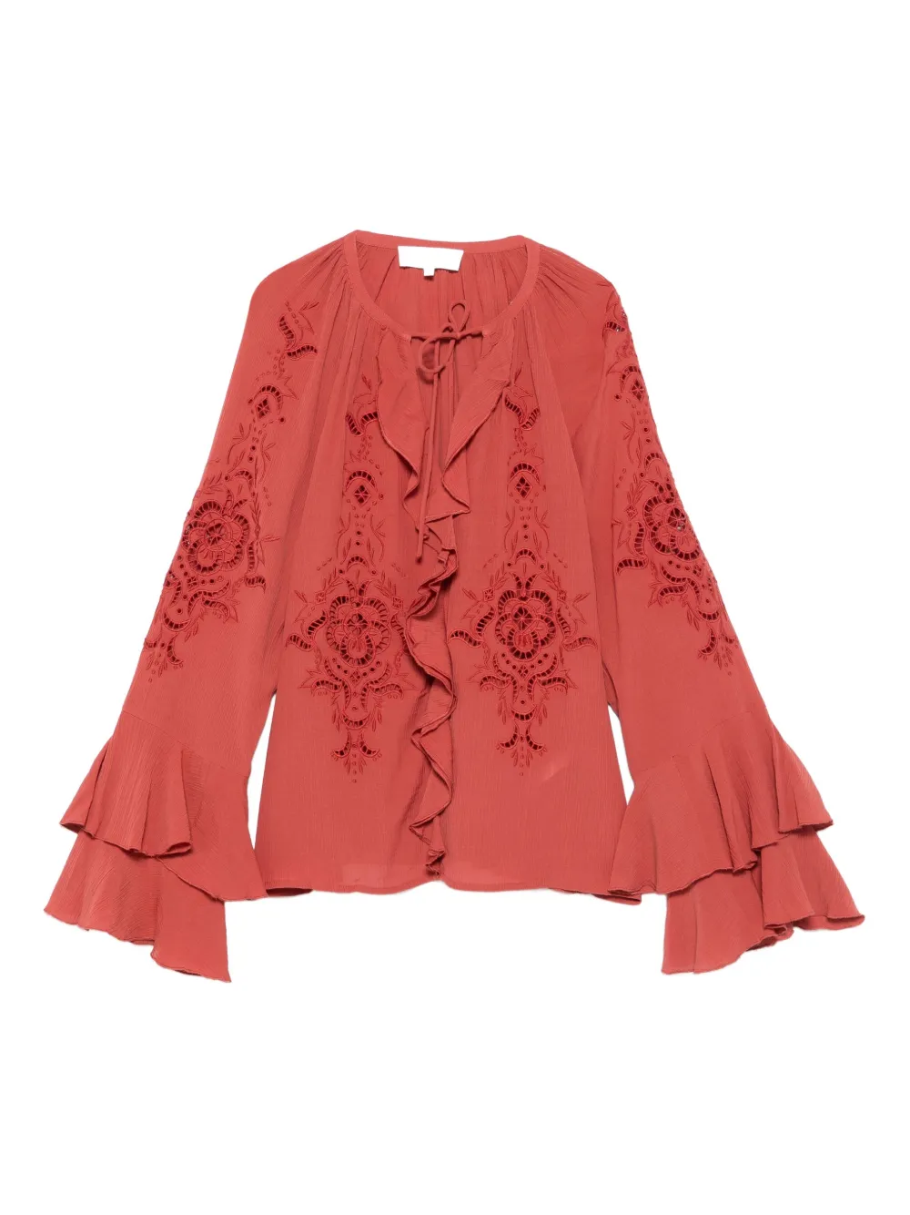 Ba&Sh Shirt met borduurwerk en ruches Rood