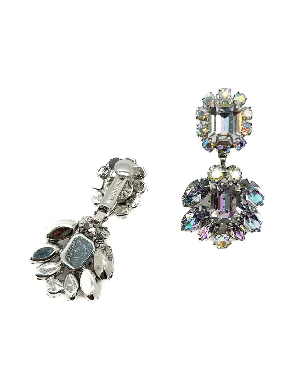 Jennifer Gibson Jewellery 1950s Vendome Amethyst Aurora Borealis drop earrings | Image 2