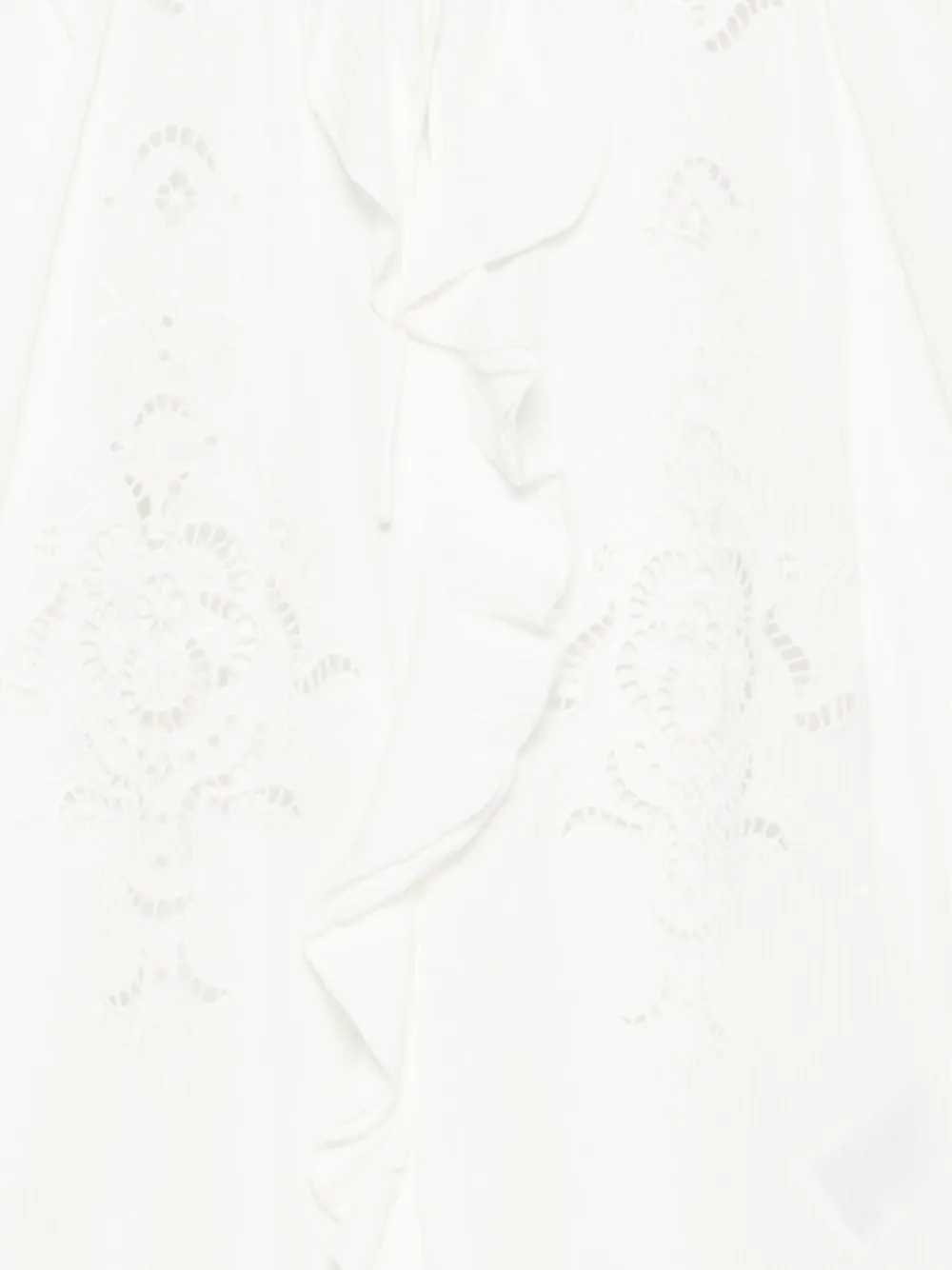 Ba&sh Omar Eyelet-embroidered Ruffle Blouse In Neutral
