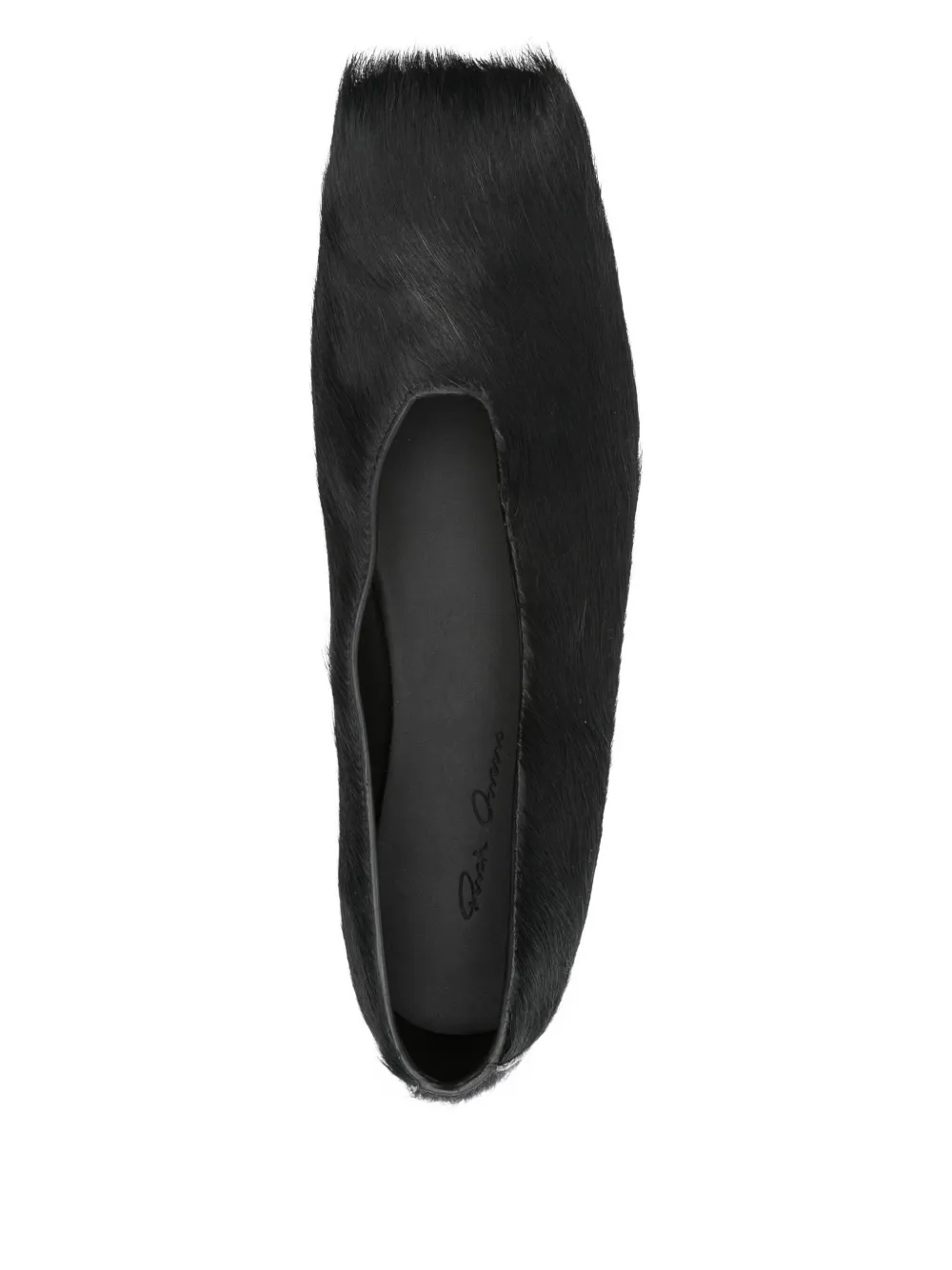 Rick Owens Ballerina's met vierkante neus en kalfshaar Zwart