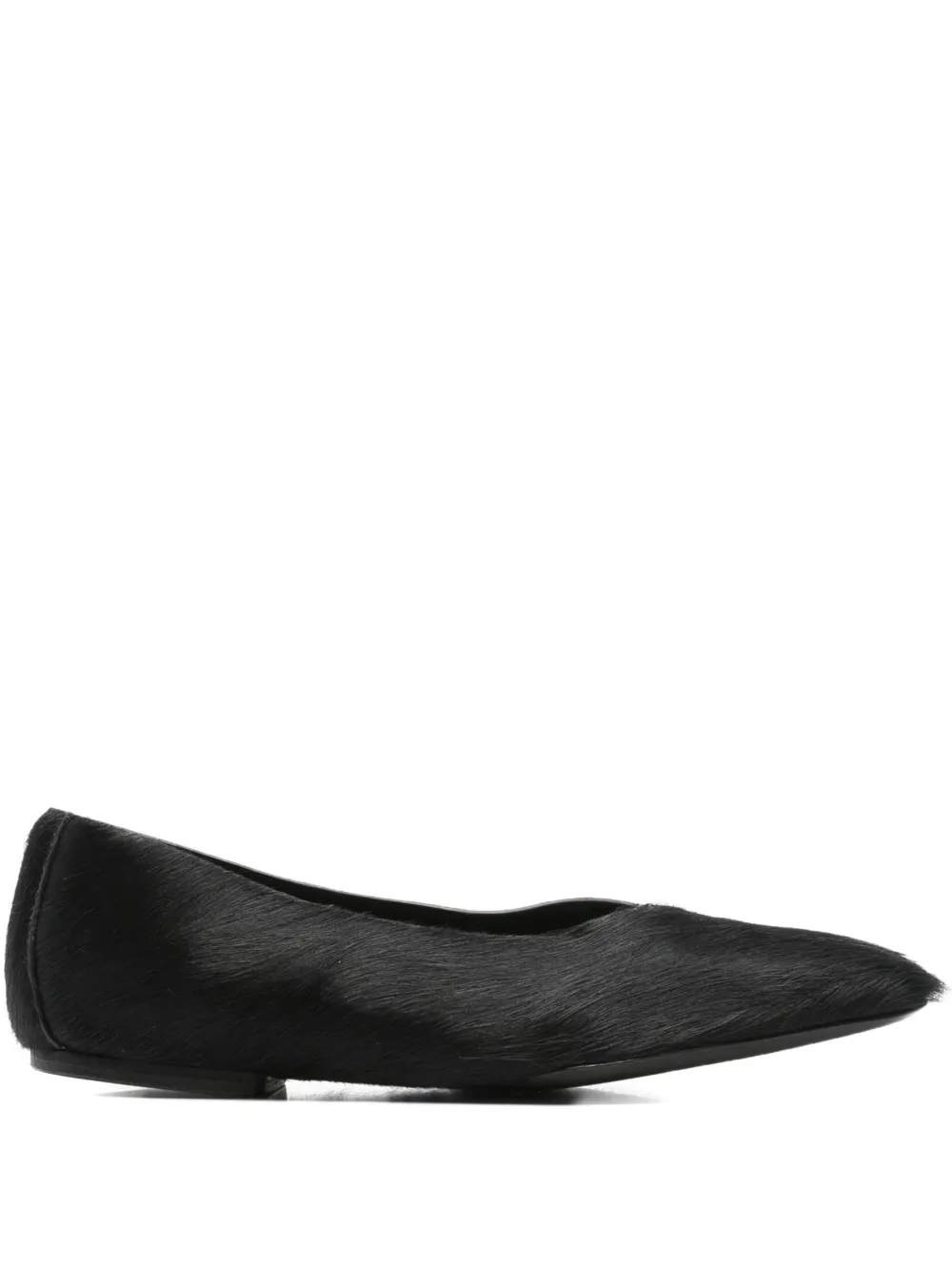 Rick Owens Ballerina's met vierkante neus en kalfshaar Zwart