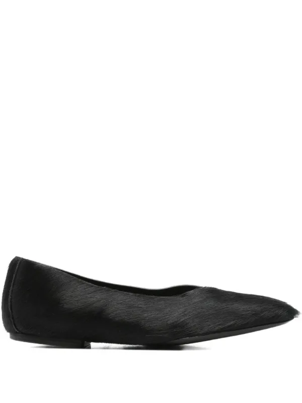 Rick Owens Square-toe Calf-hair Ballet Flats in Black