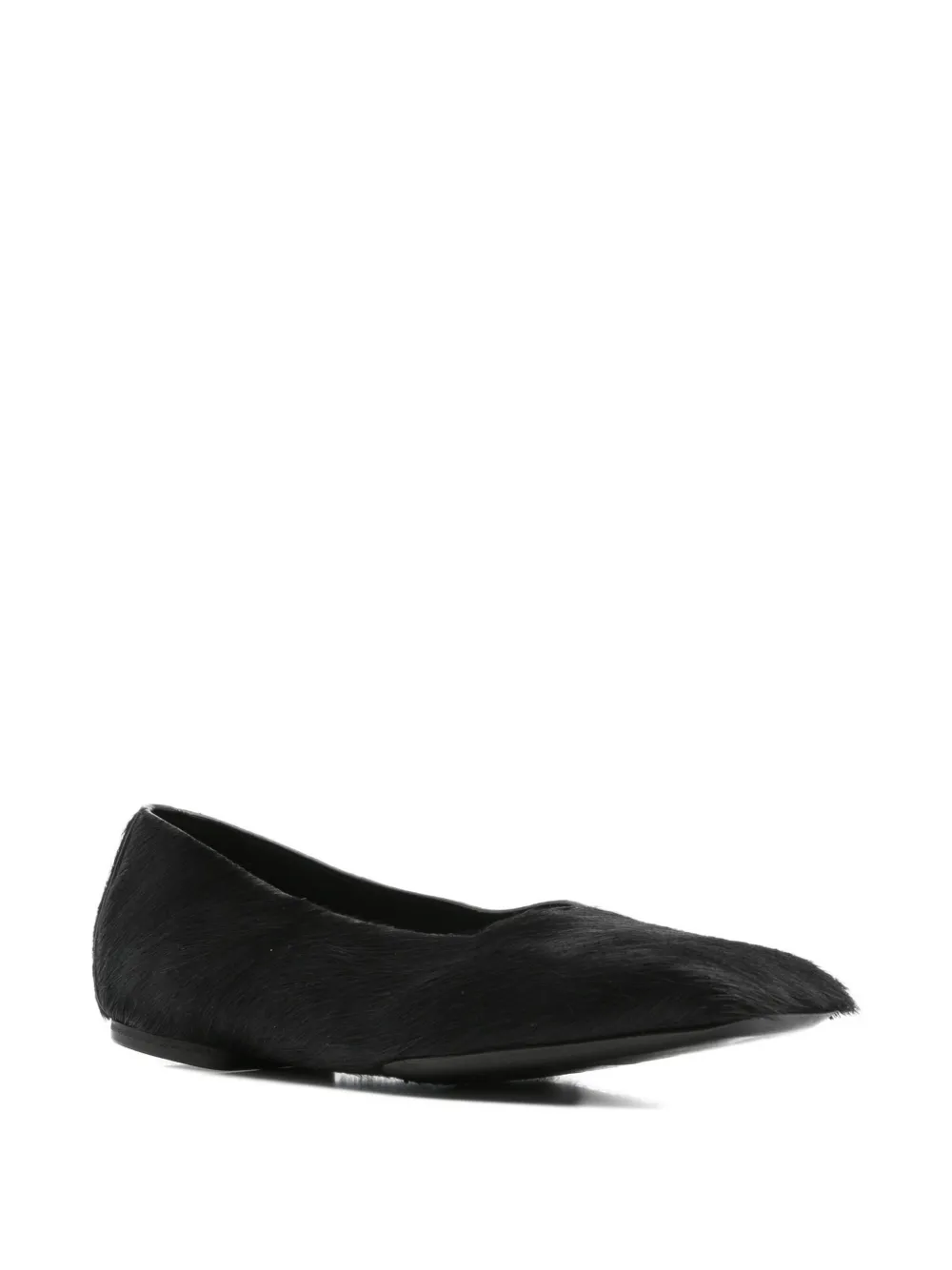 Rick Owens square-toe calf-hair ballet flats - Zwart