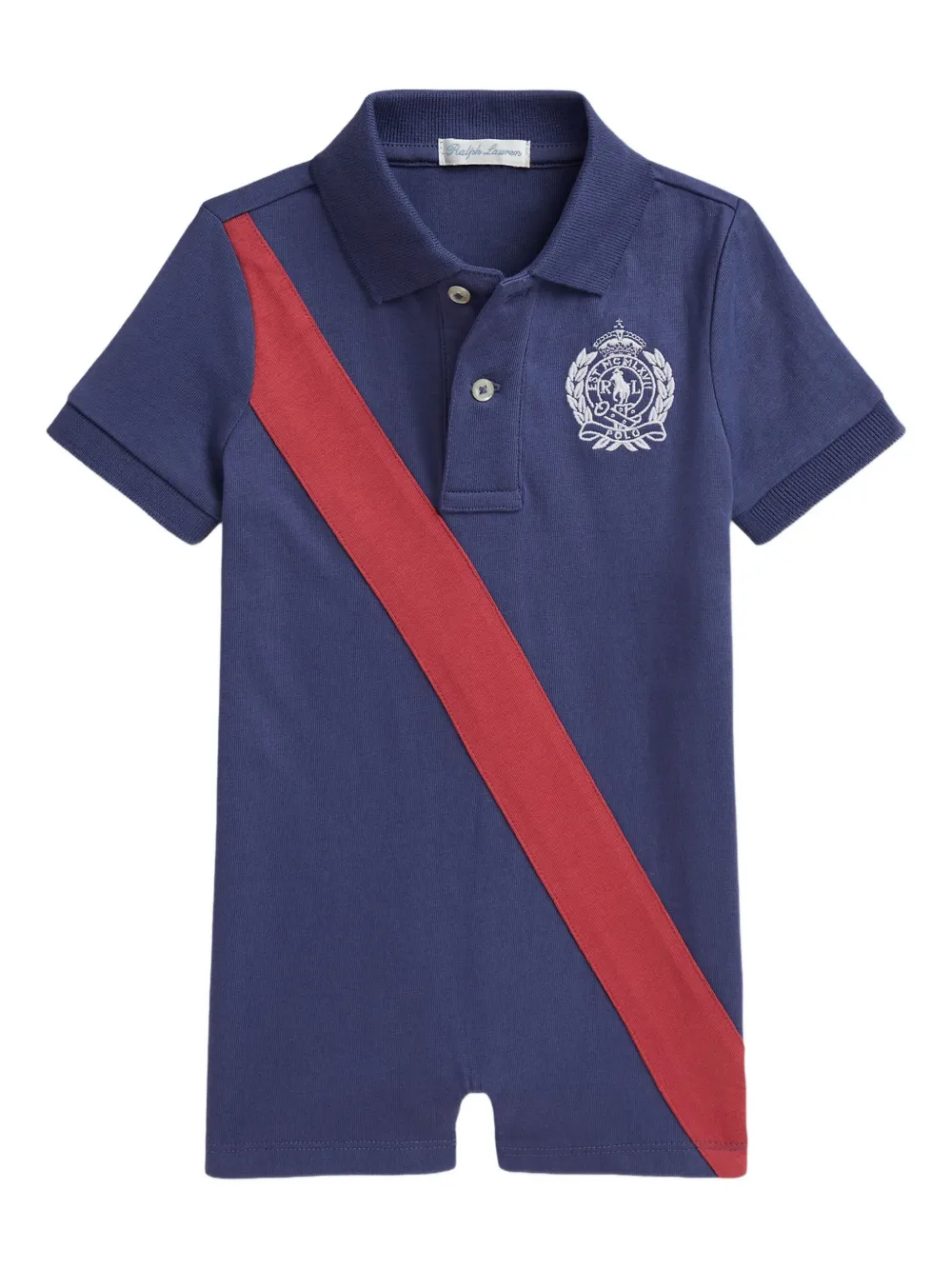 POLO RALPH LAUREN KIDS diagonal-stripe polo romper | Blue | Image 1